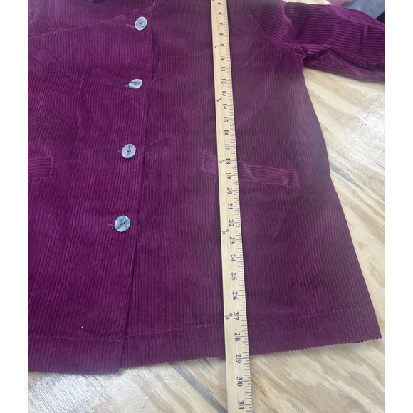 Woman Within Wide Wale Corduroy Shacket Button Chore Jacket Size 14/16 Purple - Picture 11 of 12